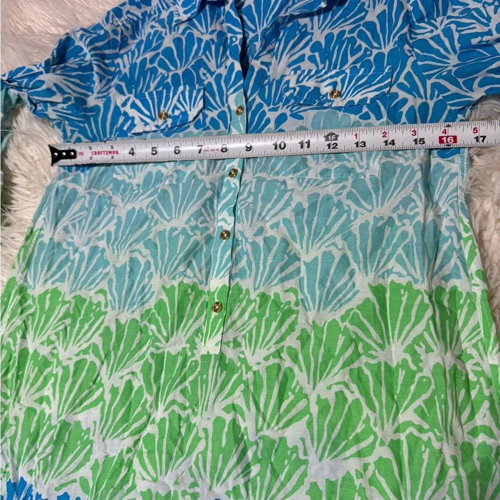Lilly Pultizer Captiva Tunic Blue Green Size XS Seashell Shirt Dress Coverup - Picture 3 of 8